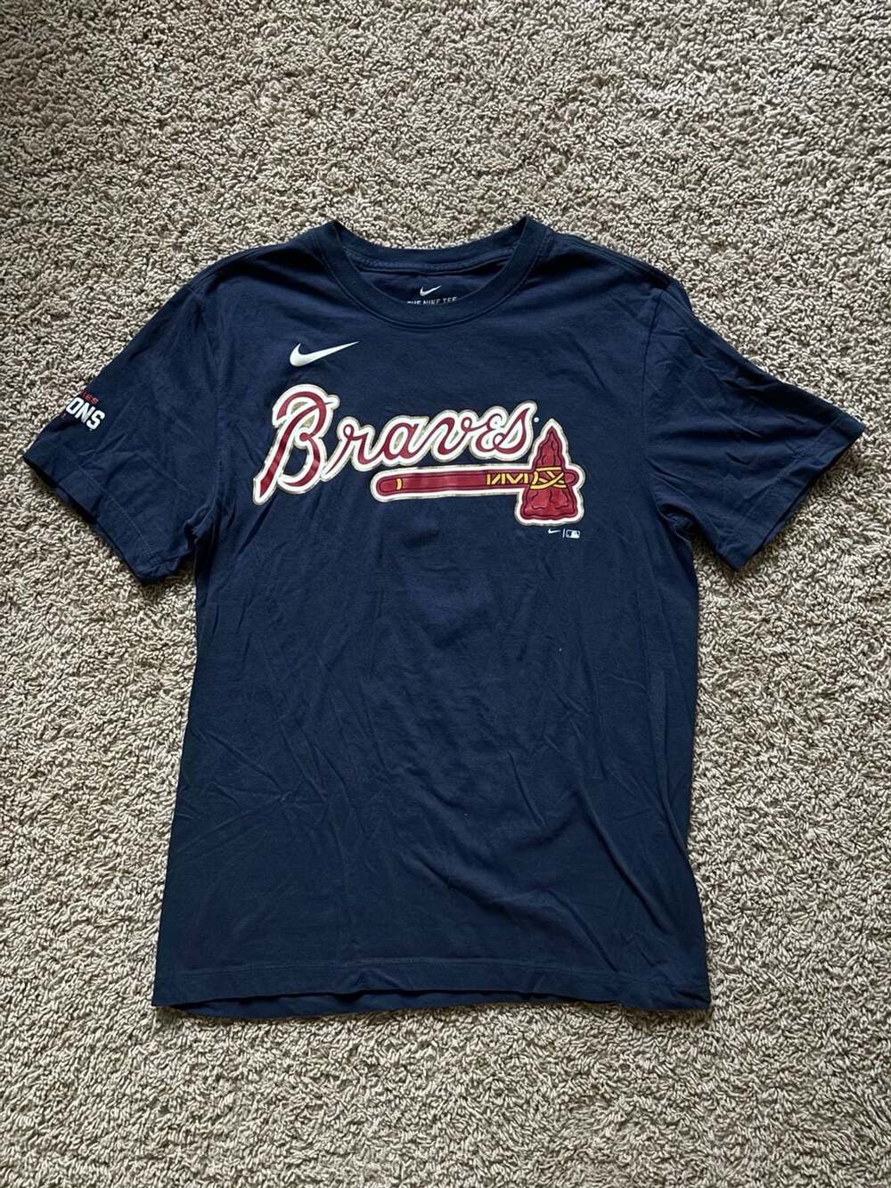 Nike Atlanta Braves Dansby Swanson 7 MLB World Series Champions 2021 T-Shirt Nav